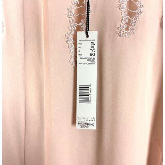 NWT Elie Tahari Samaira Tunic Blouse Hidden Buttons Mandarin Neckline Blush Pink - Picture 3 of 7